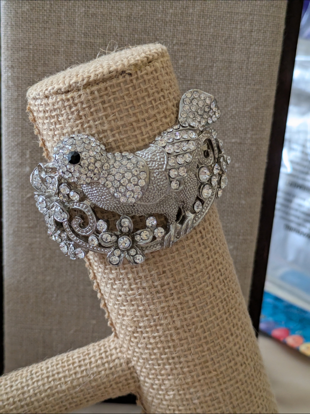 Rhinestone Bird Bracelet- Silver Sparkle